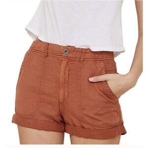 Bella Dahl 27 Linen blend Sedona cuffed utility Shorts Linen NWT Gorpcore Beachy
